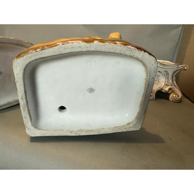 Antique Pair of French Porcelain Figural Statues & Plinths by G. R. Brevet, Circa 1880 For Sale - Image 10 of 12