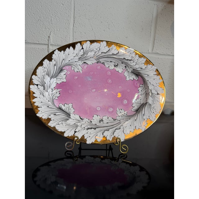Ceramic Vintage Fornasetti Style Pink Splash Luster Platter For Sale - Image 7 of 7