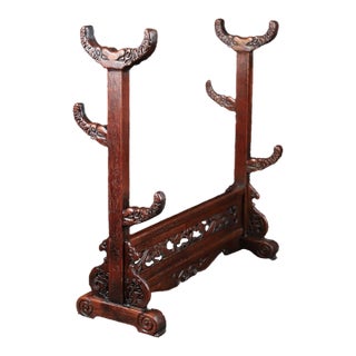 Huali Rosewood Carved Display Stand for Sword or Scroll For Sale