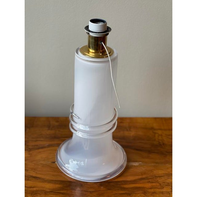 Large White Glass Table Lamp from Atelje Lyktan, 1980s For Sale - Image 3 of 5