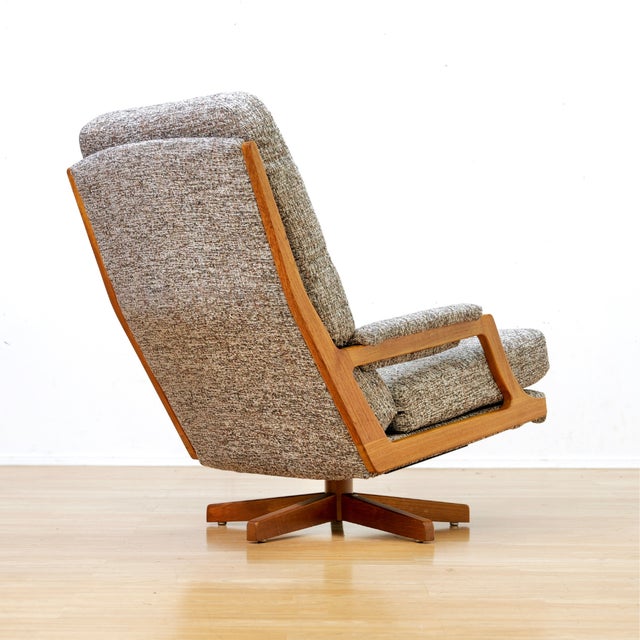 Vintage 1960s Danish Swivel Lounge Chair & Ottoman For Sale - Image 11 of 11