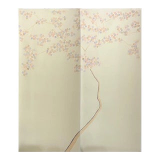 Cherry Blossom Mural Hand Painted Silk Wallpaper Bedroom Feature Wall Panels For Sale