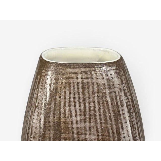 Tan Ingrid Atterberg, Ekeby, Swedish Mid-Century Modern, Tan Vase, Stoneware,1960s For Sale - Image 8 of 10