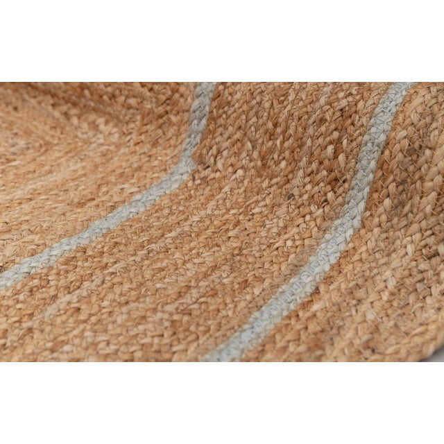 Light Blue Natural Jute Wave Scallop Rug 2.5x10 Ft. For Sale - Image 10 of 12