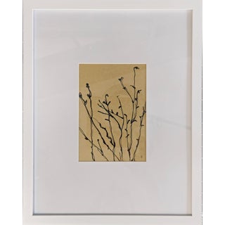 Dispersions Painting 11*14 Original Art by Carrie Bergey - White Black Parchment Tan, Framed For Sale