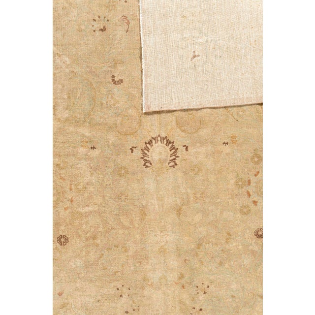 Antique Circa 1920 Tan Meshad Hand Knotted Rug 9'11 X 13'2 For Sale - Image 10 of 12