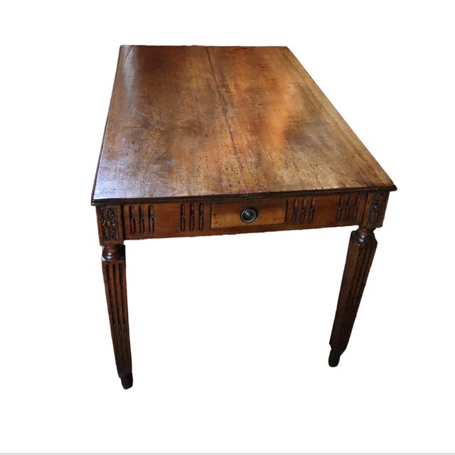 Wood Ornate 19th Century French Library Table With Brass Hardware For Sale - Image 7 of 14