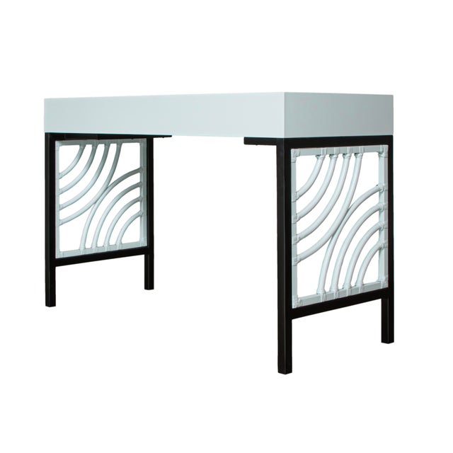 Swirl Writing Desk - Light Blue For Sale In West Palm - Image 6 of 9