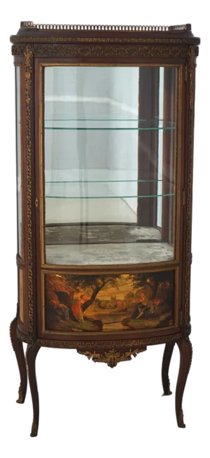Paines Vernis Martin Bow Front Mahogany Vitrine Display Cabinet