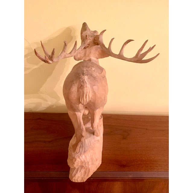 Wood Mid 20th Century Large Black Forest Wooden Red Stag Carving For Sale - Image 7 of 12