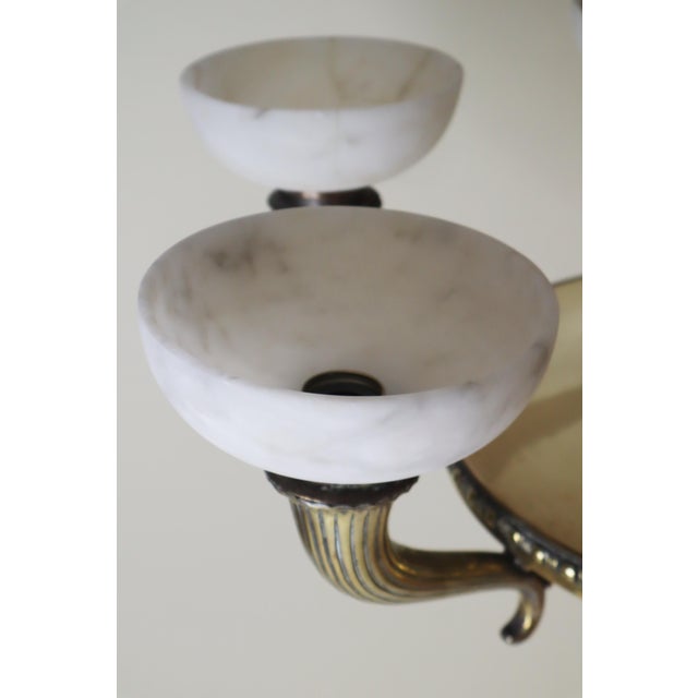 Art Nouveau Cornucopia Chandelier in Alabaster and Brass For Sale - Image 6 of 18
