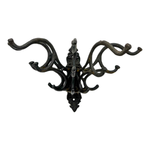 Vintage Black Cast Iron Swivel Wall Hook Rack – Victorian Style With 15 Folding Hooks