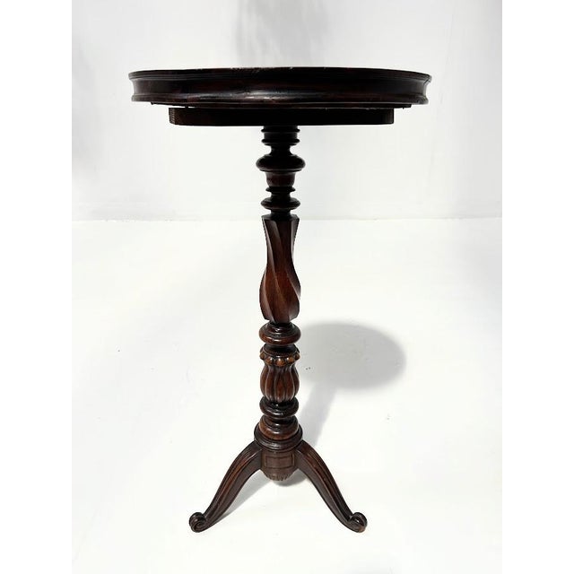 Napoleon III Style Pedestal Table in Walnut and Marble For Sale - Image 10 of 11