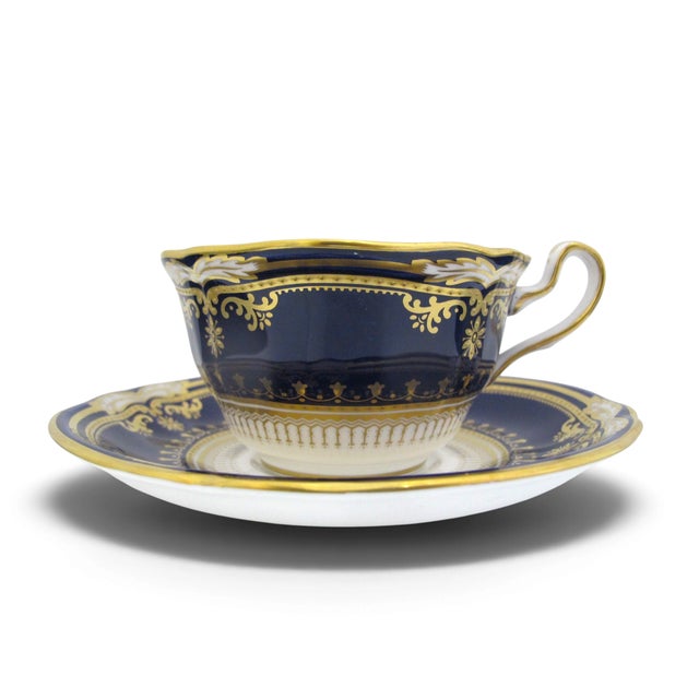Incredibly gorgeous Spode Lancaster R8950 cup and saucer. Cobalt Blue fine china with hand painted gilt design. Cup and...