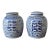 Vintage Lidded Blue and White Double Happiness Jars— A Pair For Sale