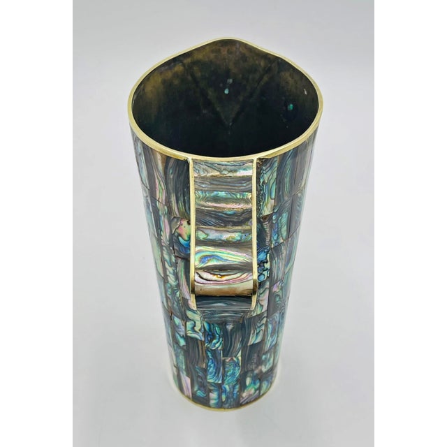 1960s Los Castillo Taxco Abalone Shell & Brass Pitcher, Mexican Modern For Sale - Image 13 of 18