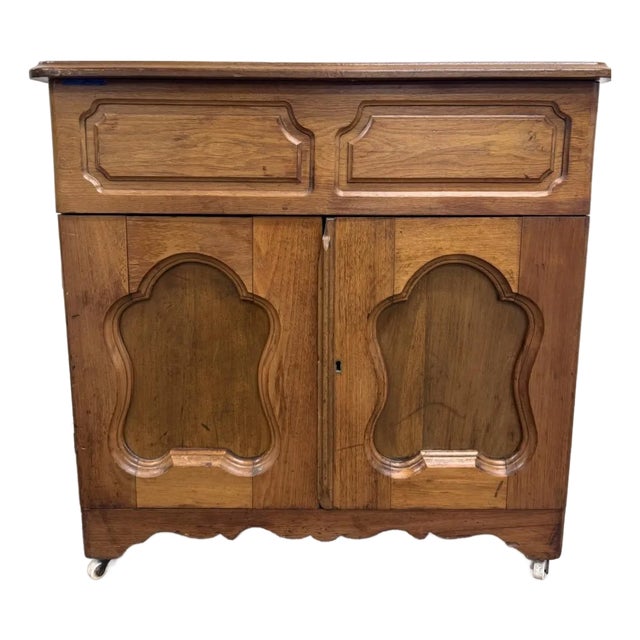 Antique Victorian French Provincial Louis XV Walnut Bedside Commode Cabinet For Sale