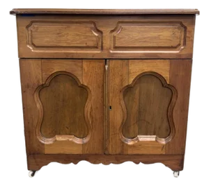 Antique Victorian French Provincial Louis XV Walnut Bedside Commode Cabinet