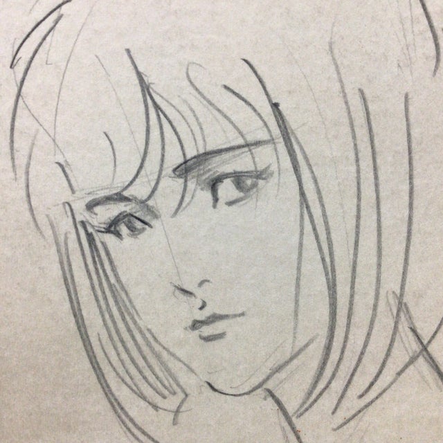 Japanese Female Sketch by Japanese Manga Artist Ryoichi Ikegami Signed and Dated For Sale - Image 3 of 8