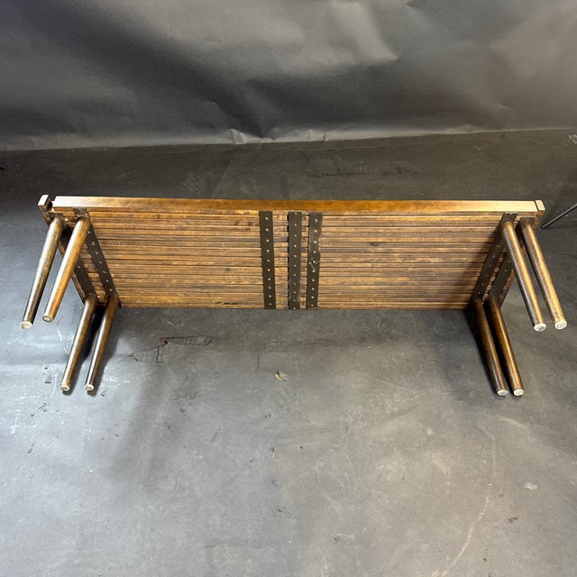 Mid Century John Keal Walnut Expandable Slated Bench For Sale - Image 10 of 12