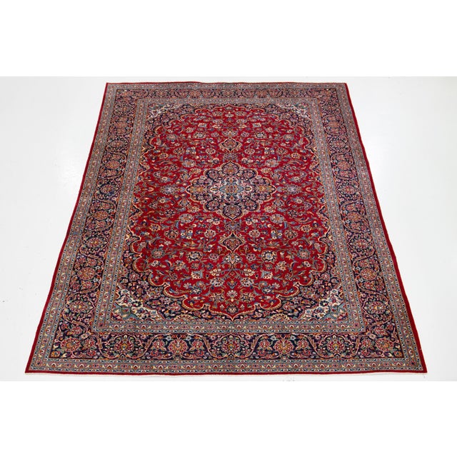 8 X 12 Vintage Red Kashan Handknotted Persian Wool Rug With Rosette Motif For Sale - Image 9 of 10