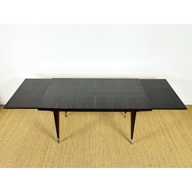 Modern Art Deco Dining Table in Macassar Ebony with Extensions, France, 1940s For Sale - Image 3 of 18