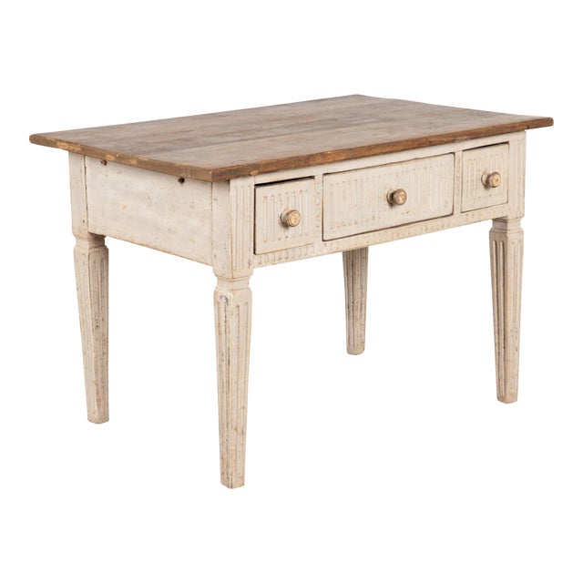 19th Century Original Painted Swedish Pine Side Table Console For Sale