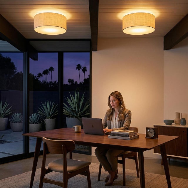 The Stretch Flush Mount is a modern ceiling light designed by the NOVA Design Team in 2026, featuring a sleek satin nickel...