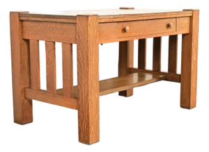 Stickley Brothers Style Antique Mission Oak Arts & Crafts Writing Desk or Library Table, Circa 1900