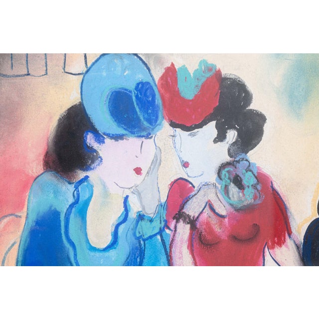 1980s Zule Moskowitz Signed Post-Impressionist Figurative Pastel on Paper Framed 1980s For Sale - Image 5 of 8