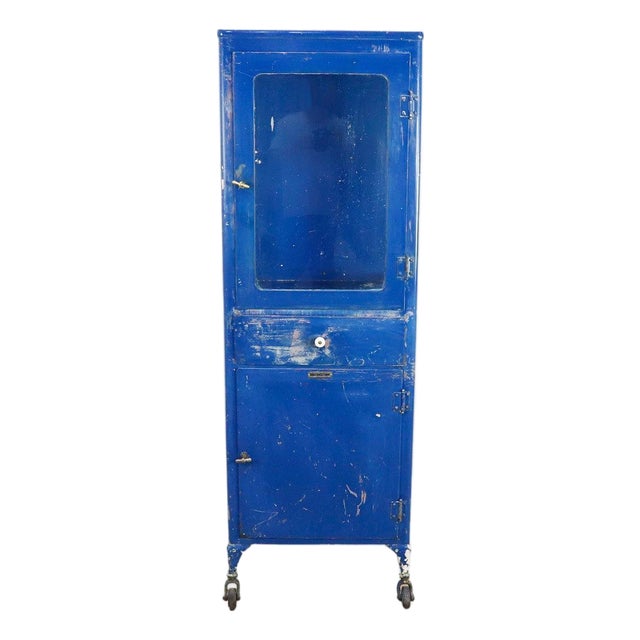 Vintage Steel & Glass Medical, Dr's Cabinet. Circa 1940 For Sale