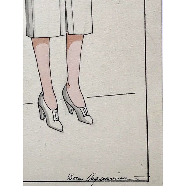 Original Art Deco Era Watercolor Painting Fashion Design by L. Aquaviva 1934 For Sale In New York - Image 6 of 7