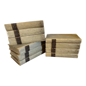 Antique Early 19th Century Fine Vellum Bindings - History of Italy by M. Francesco Guicciardini - Milan 1803 - Set of 10 Books