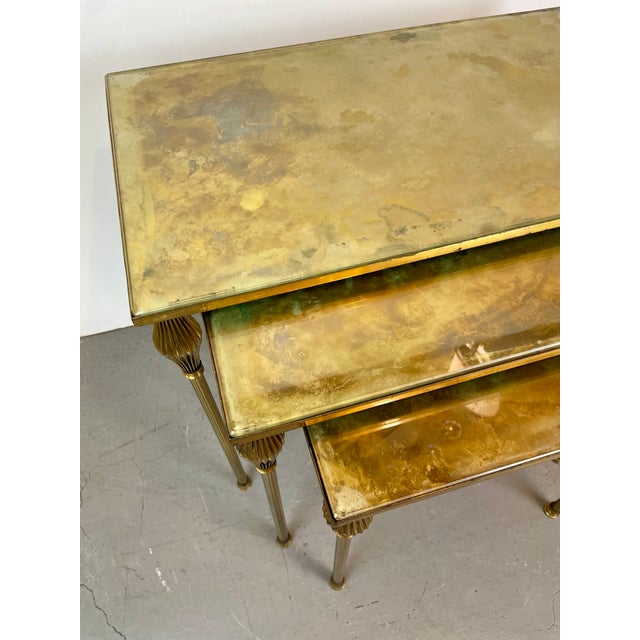 1960s Brass Nesting Tables from Maison Baguès, France, 1950s, Set of 3 For Sale - Image 5 of 14