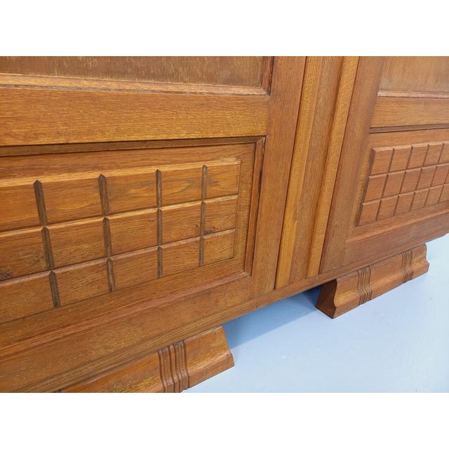 Vintage Art Deco Style Wardrobe in Oak, 1950s For Sale - Image 3 of 15