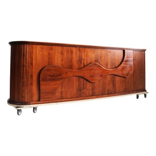 Vintage Shop Counter Sideboard in Marble and Wood, Italy, 1970s For Sale
