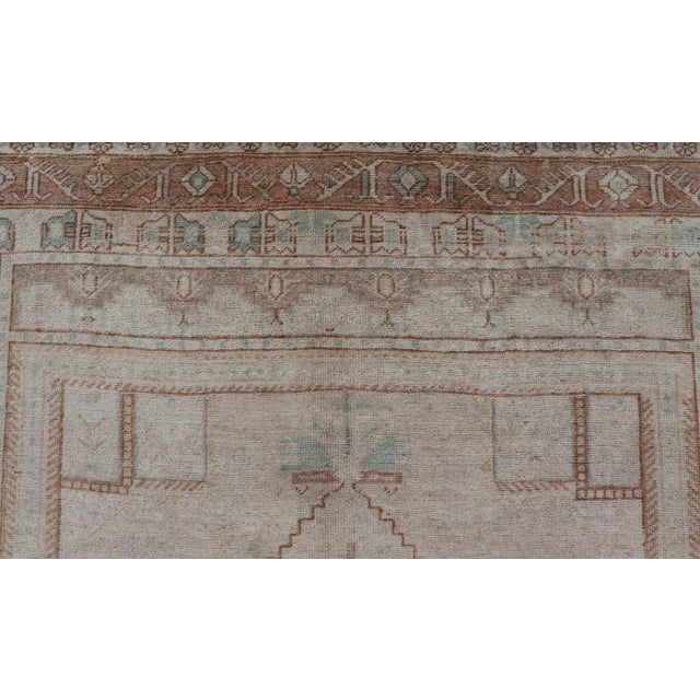Mid 20th Century Taupe Background Turkish Vintage Oushak Rug With Tribal Medallion Design For Sale - Image 9 of 13