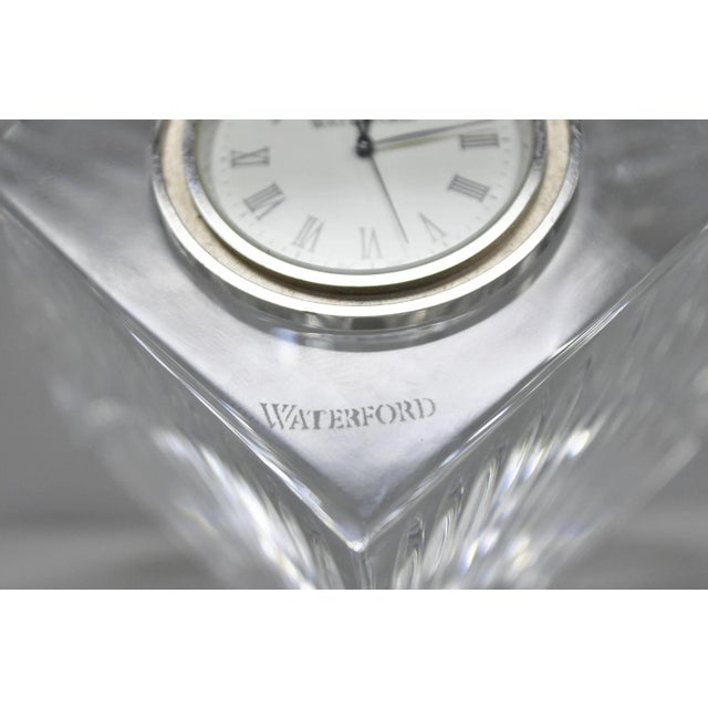 Vintage Waterford Crystal Glass Diamond Shaped Meridian Small Desk Clock For Sale - Image 9 of 11