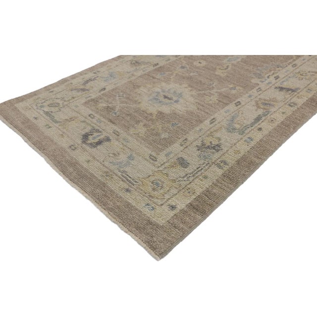 Turkish Oushak Hallway Runner with Transitional Style 02'09 x 11'07. This hand knotted wool transitional style Turkish...