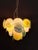 Vintage murano chandelier, mazzega style, 1980s. The glass is made of stunning alabaster discs, in pink alabaster, white...