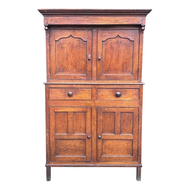 George III Oak Court Cupboard, 1760s For Sale