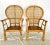Just in, this Pair of Vintage Stylish Bamboo & Rattan Fan Back Arm Chairs with New pale pink linen Cushions. These very...