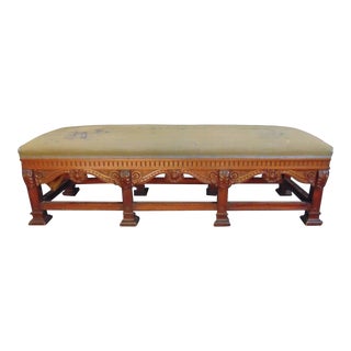 Victorian Carved Mahogany Window Bench For Sale