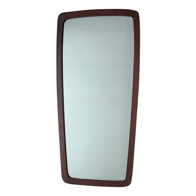 Mid-Century Modern Tapered Teak Wall Mirror, 1970s For Sale