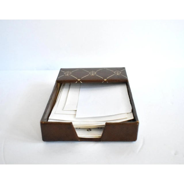 Traditional Vintage Italian Faux Leather Scrap Paper Holder For Sale - Image 3 of 6