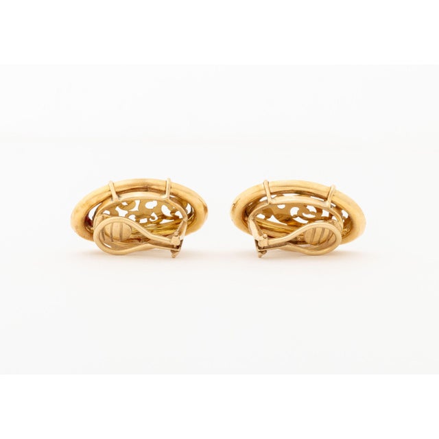 Gold Cobalt Blue Enamel & Yellow Gold Filigree Earrings For Sale - Image 8 of 9