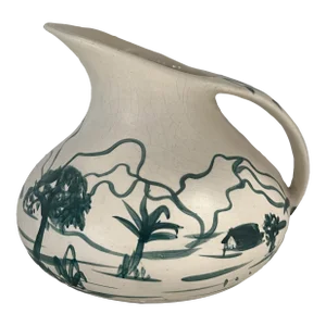 1940s Hand Made South/Native American Style Ceramic Hand Painted Pitcher Creamer