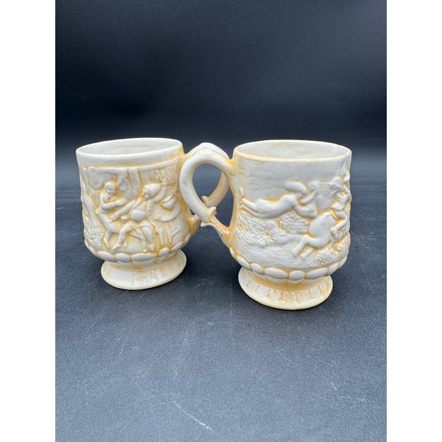 Vintage Carved EH The Witches Pursuit Coffee Tea Mugs Set of 2 No chips, cracks, or crazing The Witches' Pursuit" is a...