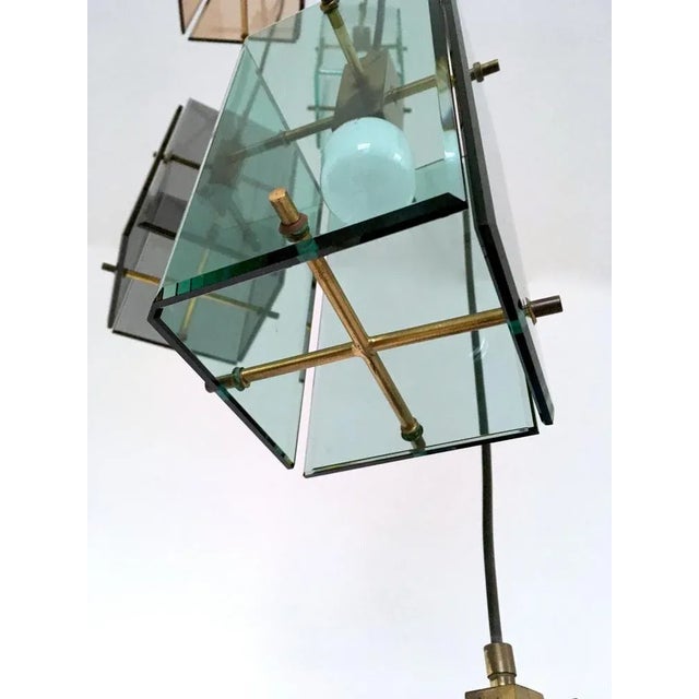 Blue Vintage 5-Light Colored Glass Pendant in the style of Fontana Arte, Italy, 1960s For Sale - Image 8 of 9