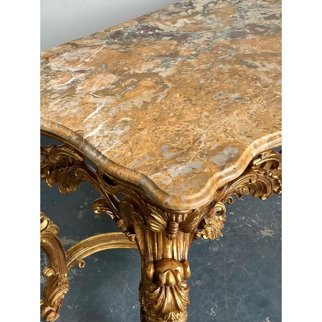 Antique Rococo Giltwood Console With Marble Top For Sale - Image 11 of 18